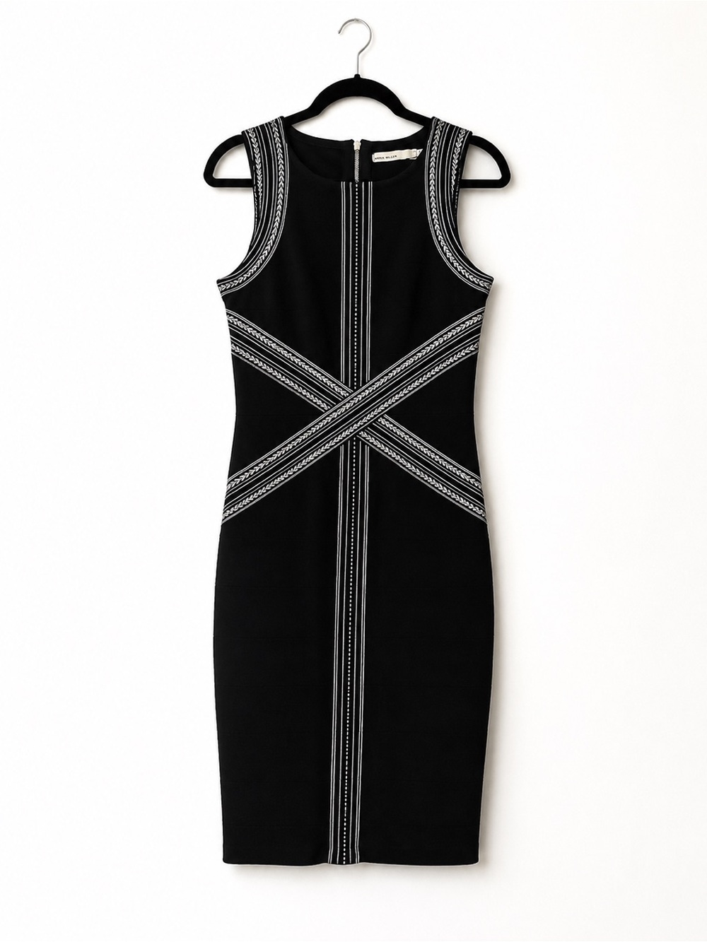 Karen Millen Black Bandage Bodycon Dress Contrast Trim